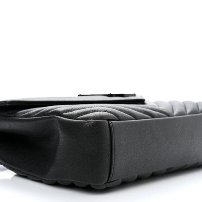 Saint Laurent Sheepskin Matelasse Chevron Monogram Monochrome Medium College Bag Black 10 of 14