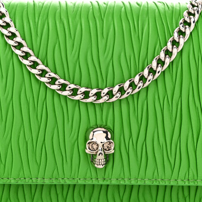 Alexander McQueen Lambskin Pleated Skull Small Chain Crossbody Bag Acid Green 8 of 10