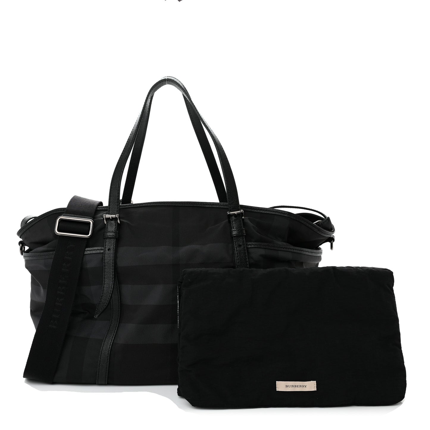 Nylon House Check Diaper Bag Black