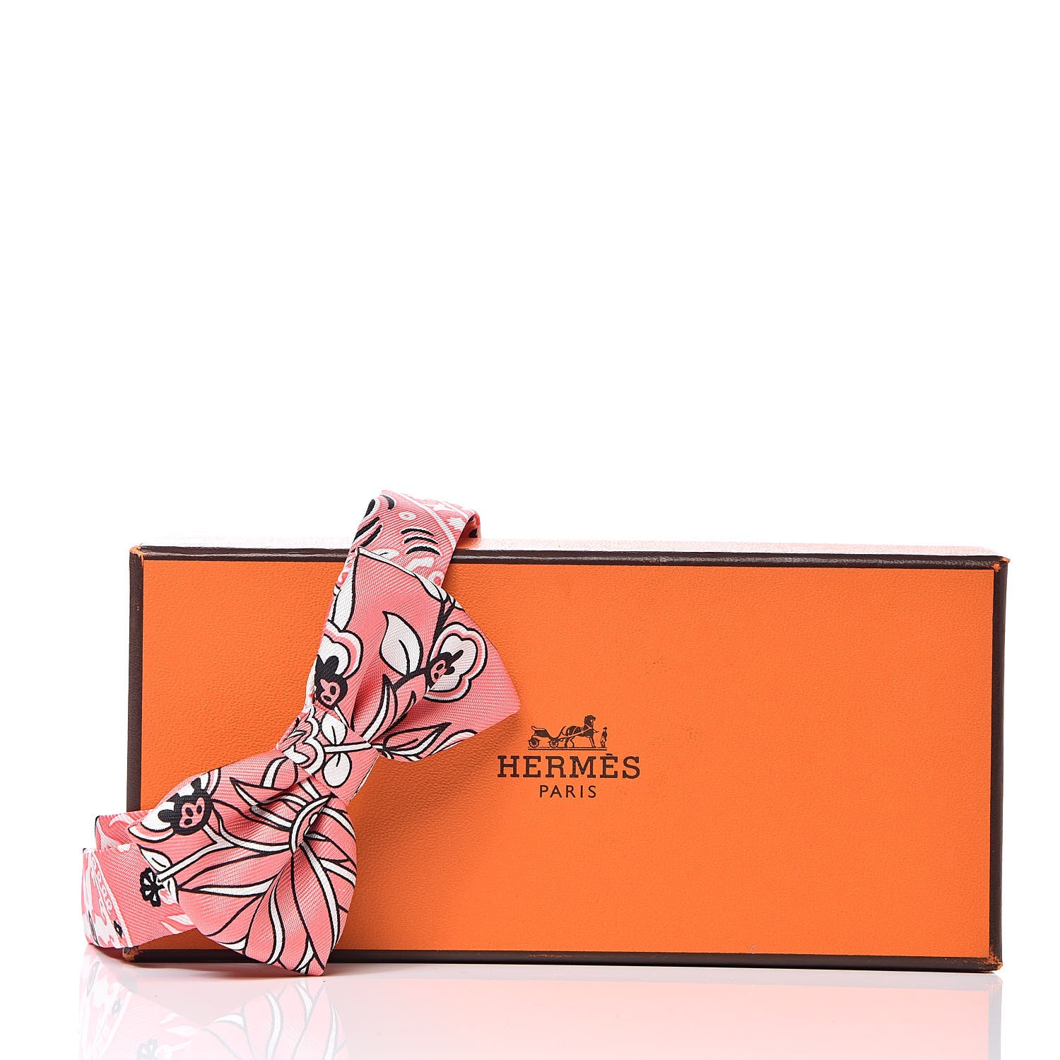 Hermes Silk Peuple Du Vent Bandana Twill Bow Tie Rose Malabar Black White 6 of 6