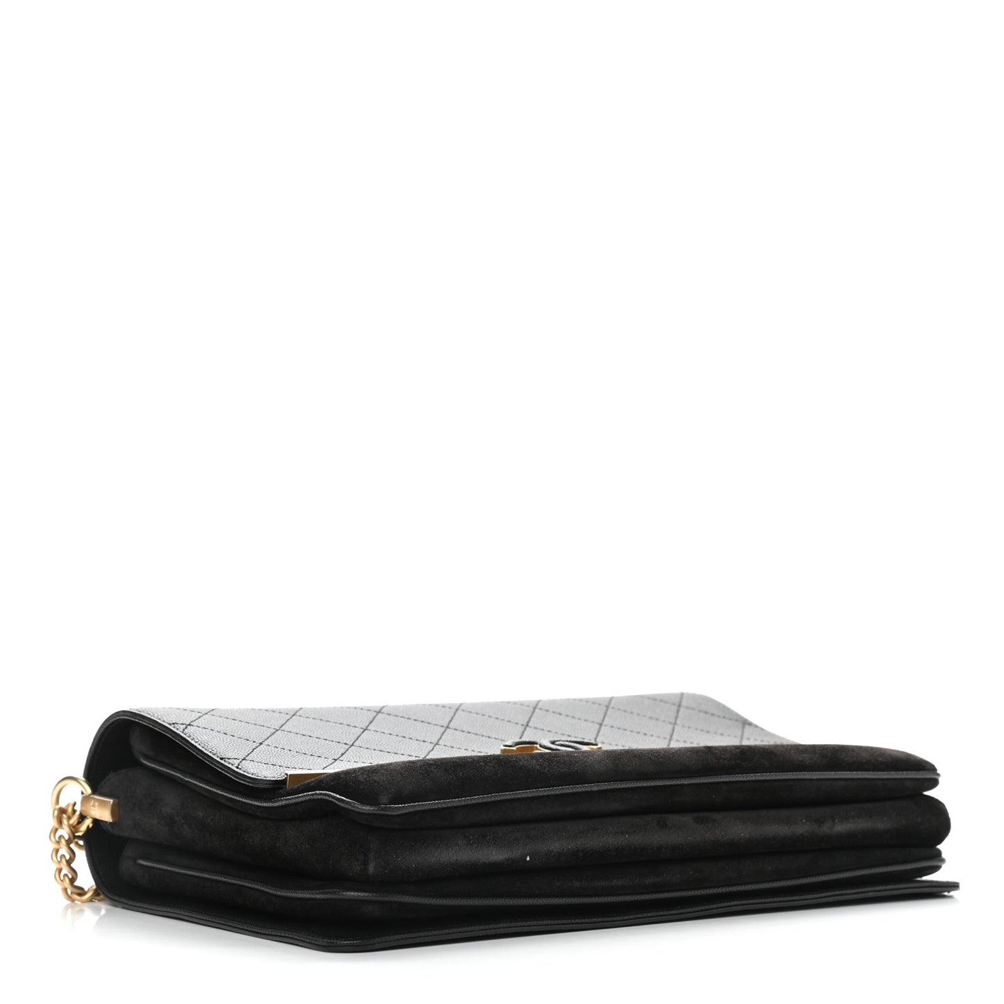 Caviar Suede Stitched Lady Coco Flap Black