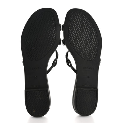 Hermes Rubber Chaine d'Ancre Rivage Sandals 36 Black 6 of 11