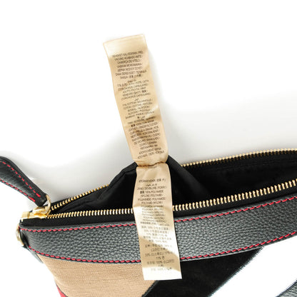 Burberry Calfskin Suede Patchwork Peyton Crossbody Clutch Bag Black 8 of 11