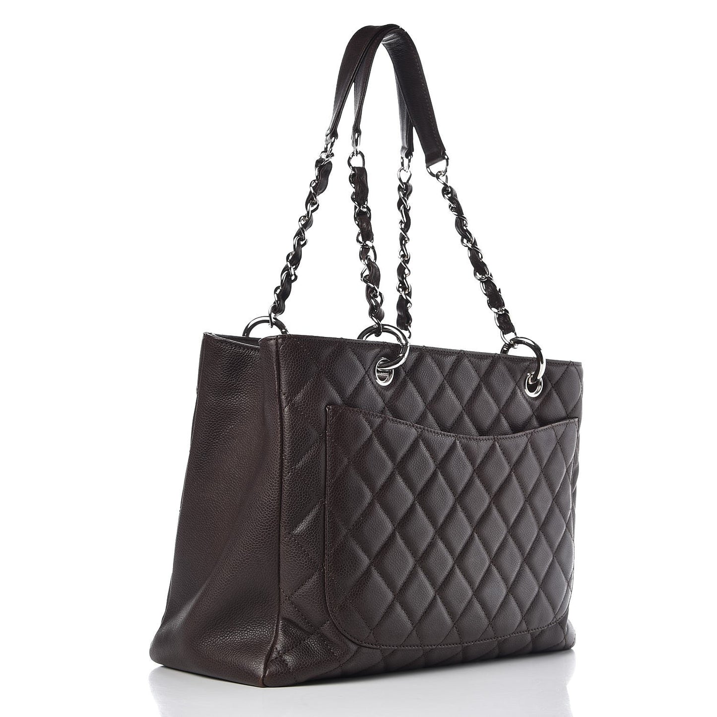 Caviar Quilted Grand Shopping Tote GST Dark Brown