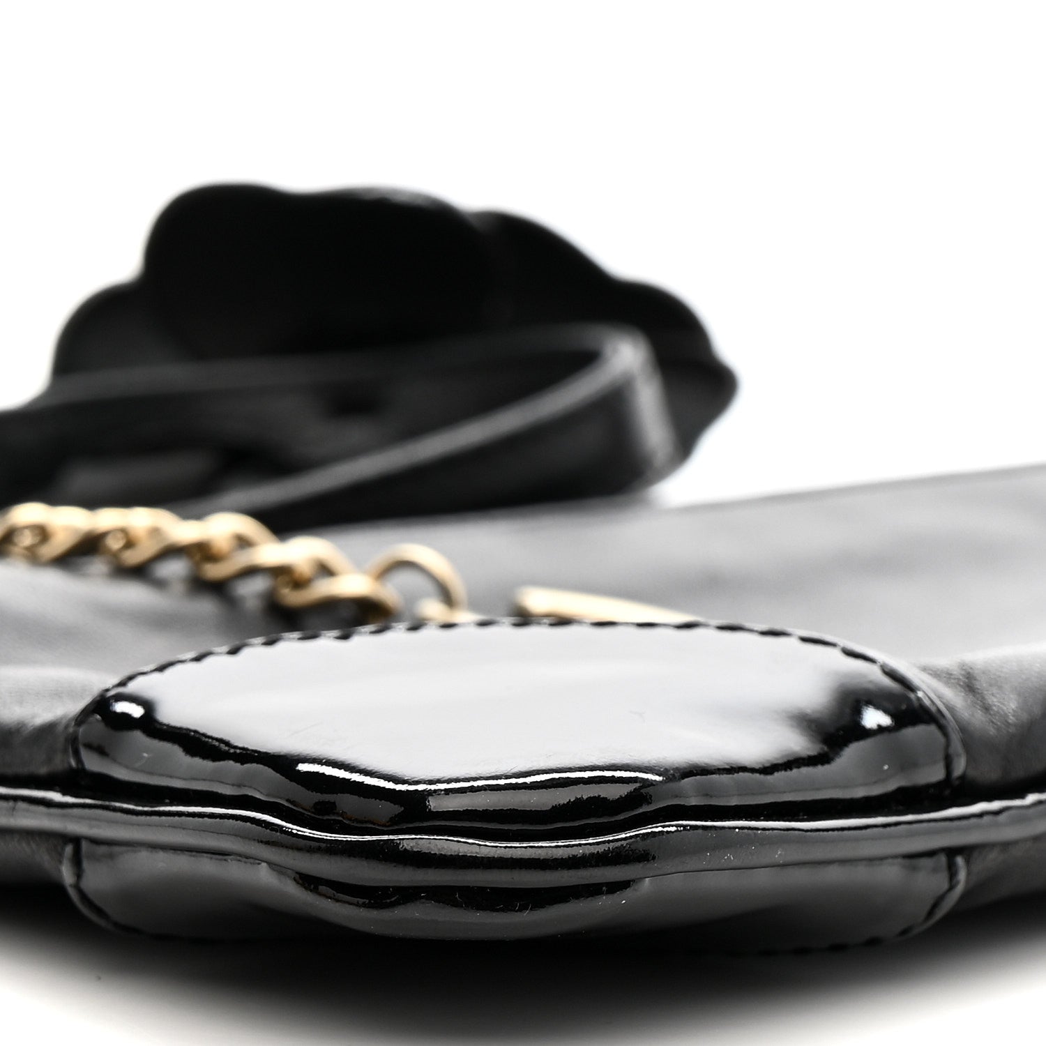 Chanel Lambskin Patent Camellia Wristlet Black 11 of 13