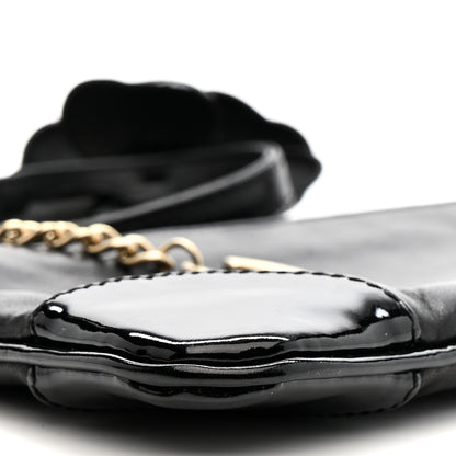 Chanel Lambskin Patent Camellia Wristlet Black 11 of 13