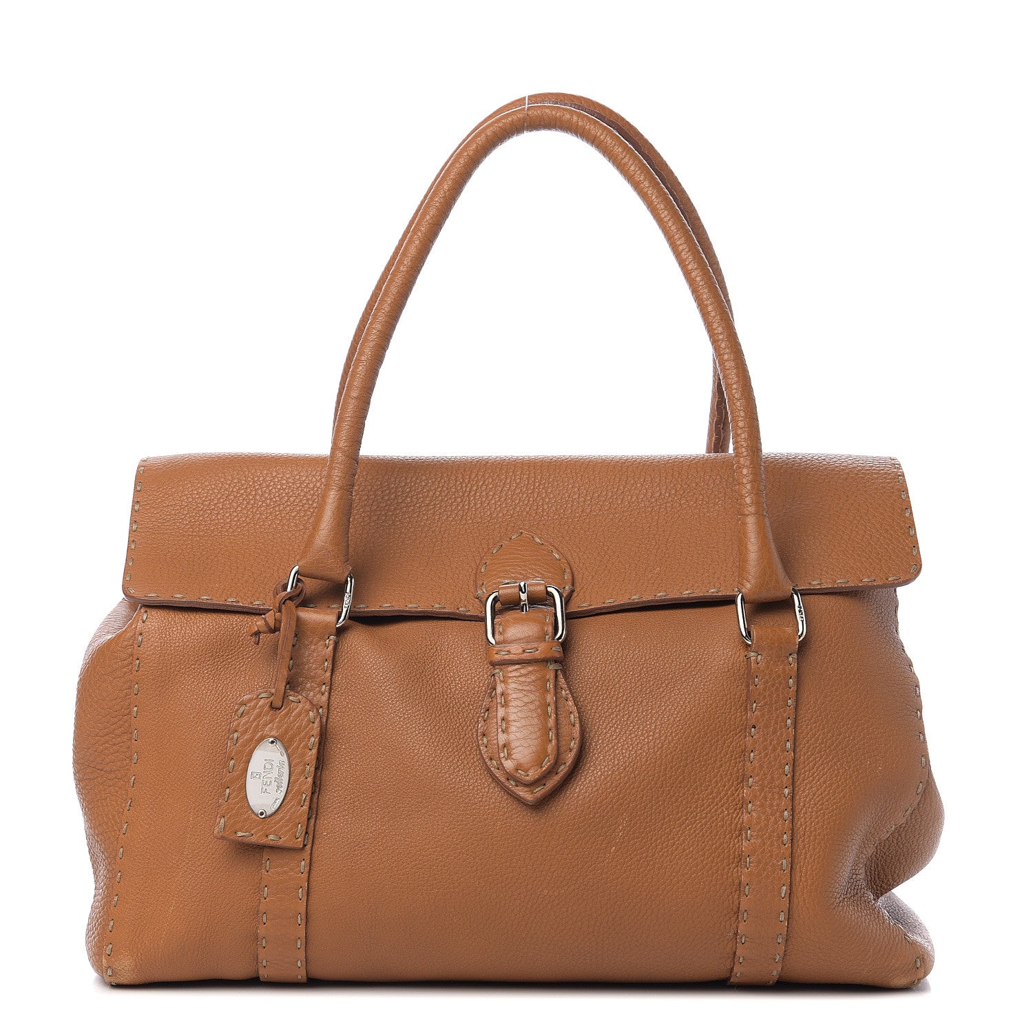 Fendi Cuoio Romano Selleria Medium Linda Satchel Saddler 1 of 12