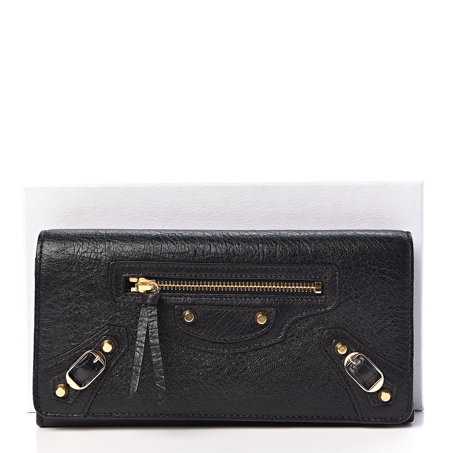Balenciaga Agneau Classic Gold Hardware Money Wallet Black 7 of 7