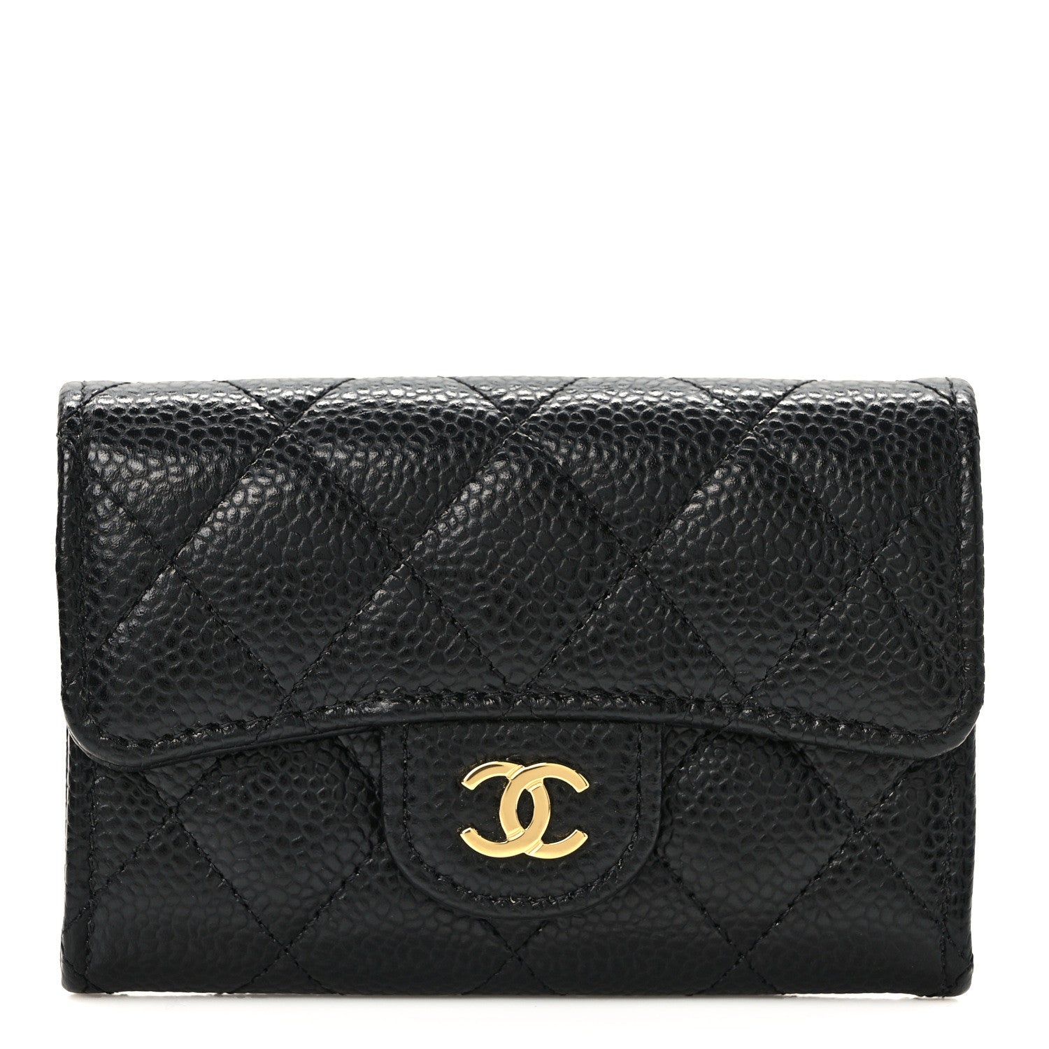 Chanel Caviar Quilted Flap Card Holder Wallet Black 1 of 9