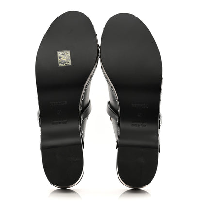 Hermes Calfskin Carlotta Mules 37 Black 5 of 9