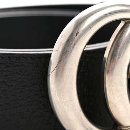 Gucci Textured Dollar Calfskin Nickel Double G 40mm Belt 80 32 Black 7 of 7