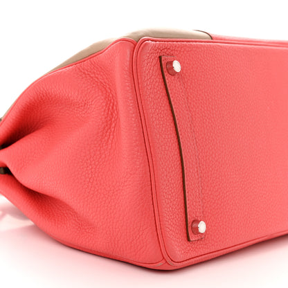 Hermes Togo Tadelakt Swift Casaque Tri-Color Birkin 35 Rose Jaipur Argile Etoupe 9 of 12
