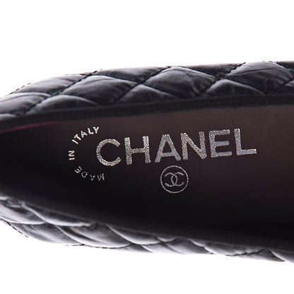 Chanel Aged Calfskin Quilted Cap Toe Ballerina Flats 35.5 Black 6 of 9