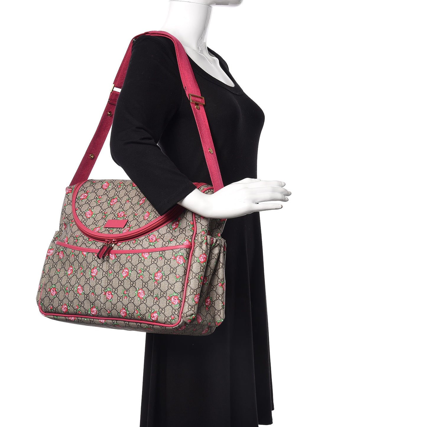 GG Supreme Monogram Rose Bud Diaper Bag Pink