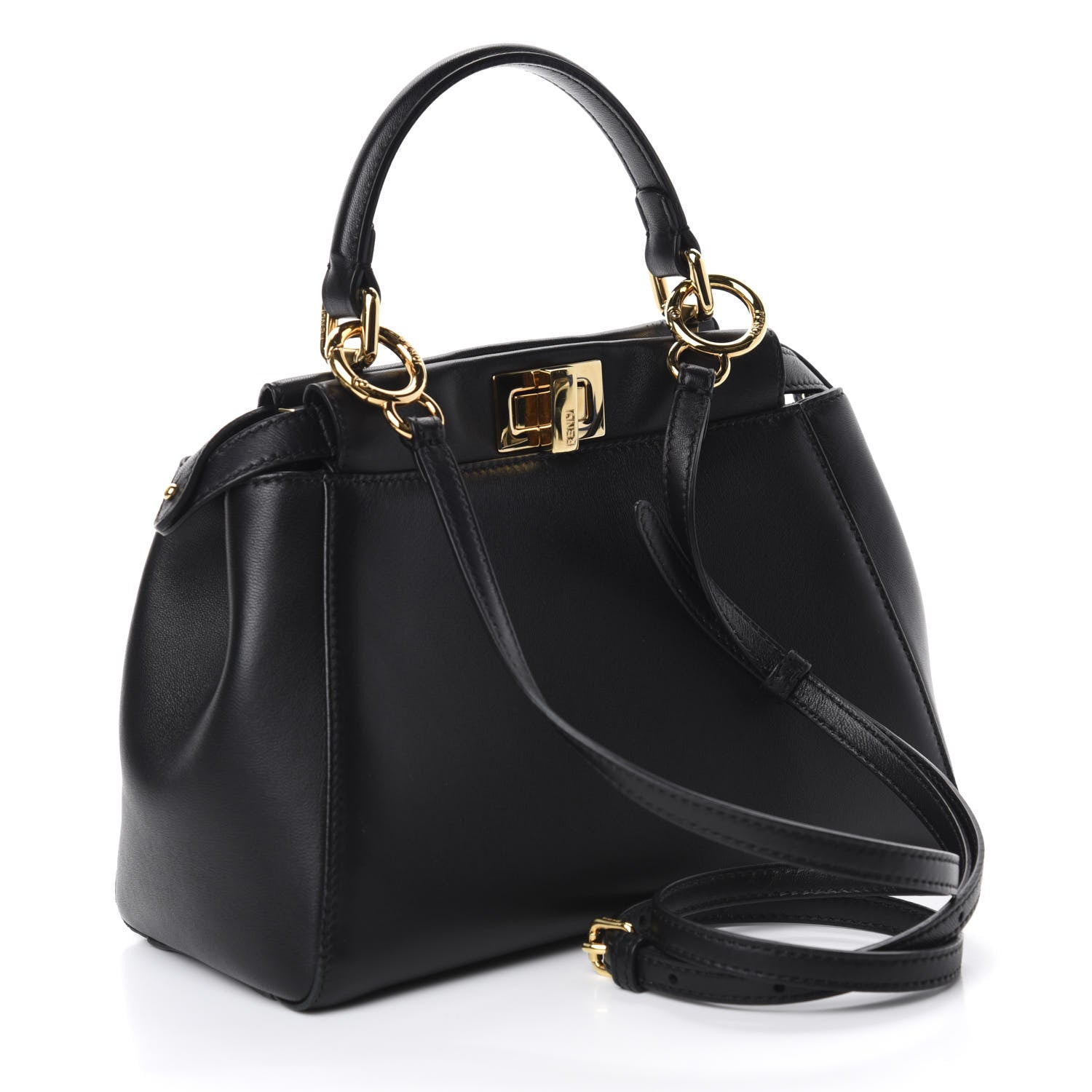 Fendi Nappa Mini Peekaboo Iconic Satchel Black 3 of 12