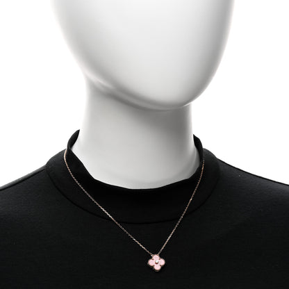 Van Cleef & Arpels 18K Rose Gold Diamond Rhodonite Vintage Alhambra Pendant Necklace 2 of 6