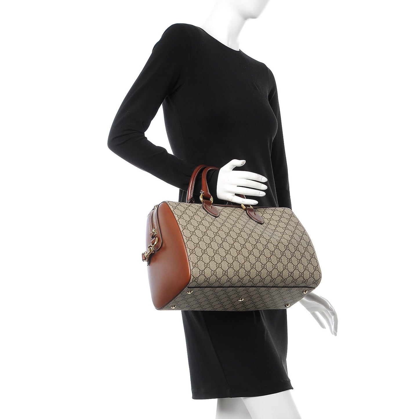 GG Supreme Monogram Medium Boston Beige Cuir