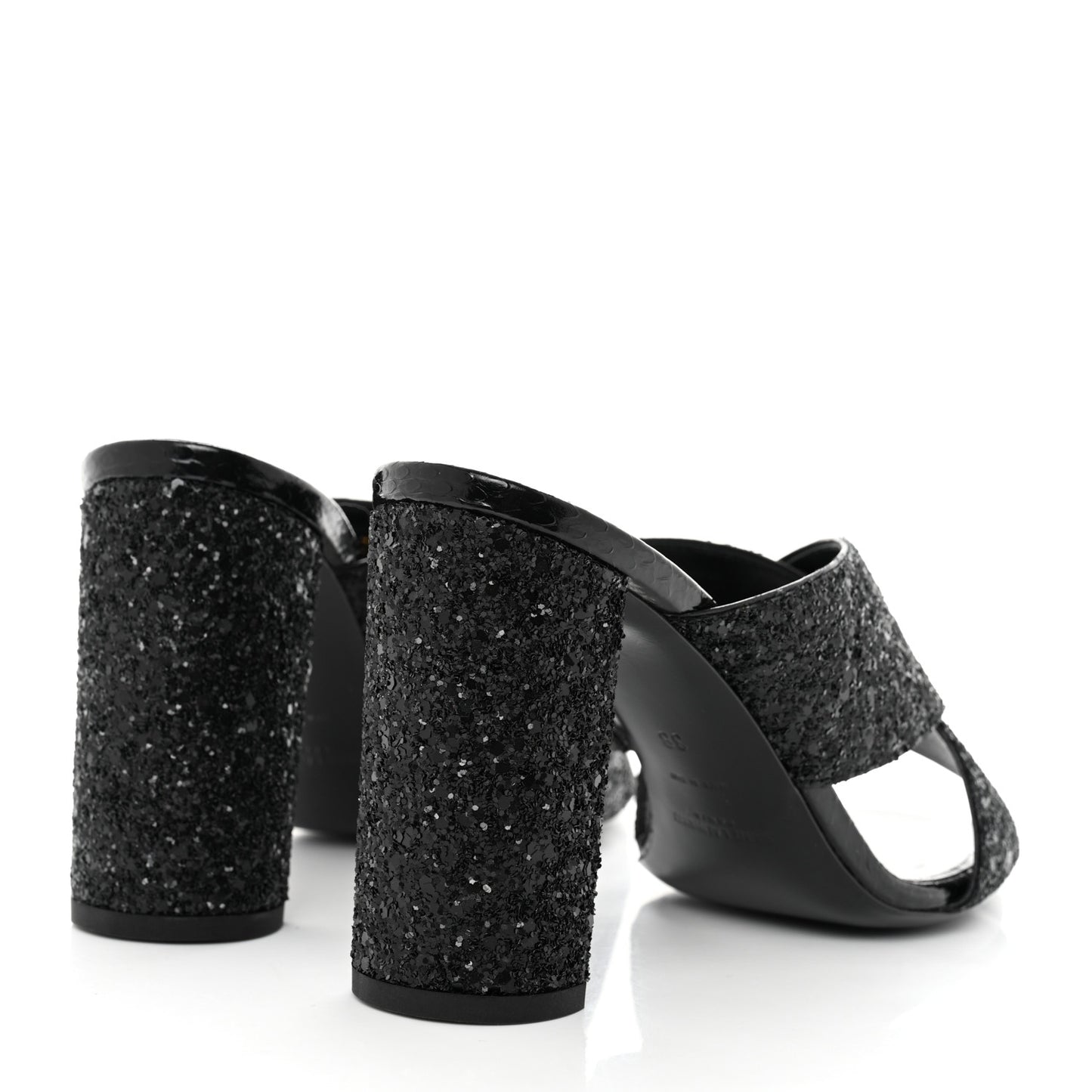 Glitter LouLou 70 Mule Sandals 38 Black