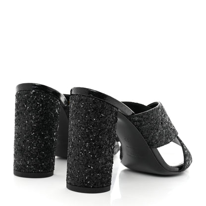 Saint Laurent Glitter LouLou 70 Mule Sandals 38 Black 4 of 9