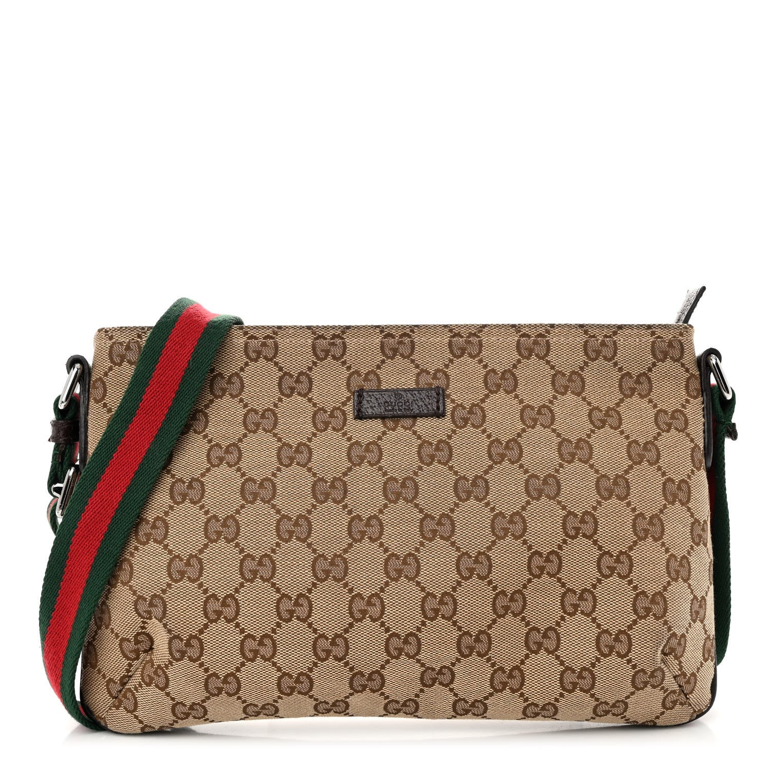 Gucci Monogram Web Small Flat Messenger Crossbody Dark Brown 1 of 10