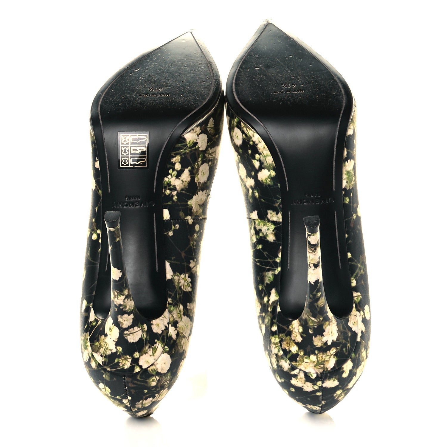 Givenchy Calfskin Floral Print Pointed Toe Pumps 41.5 Black Multicolor 5 of 9