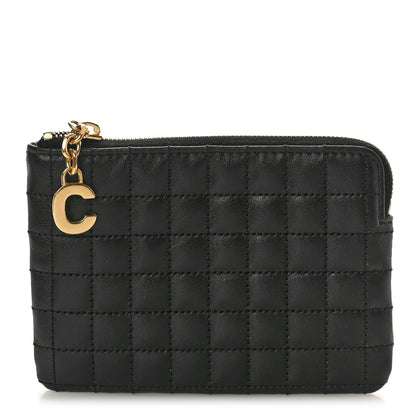 Celine Calfskin Quilted C Charm Coin Card Pouch Black 1 of 7