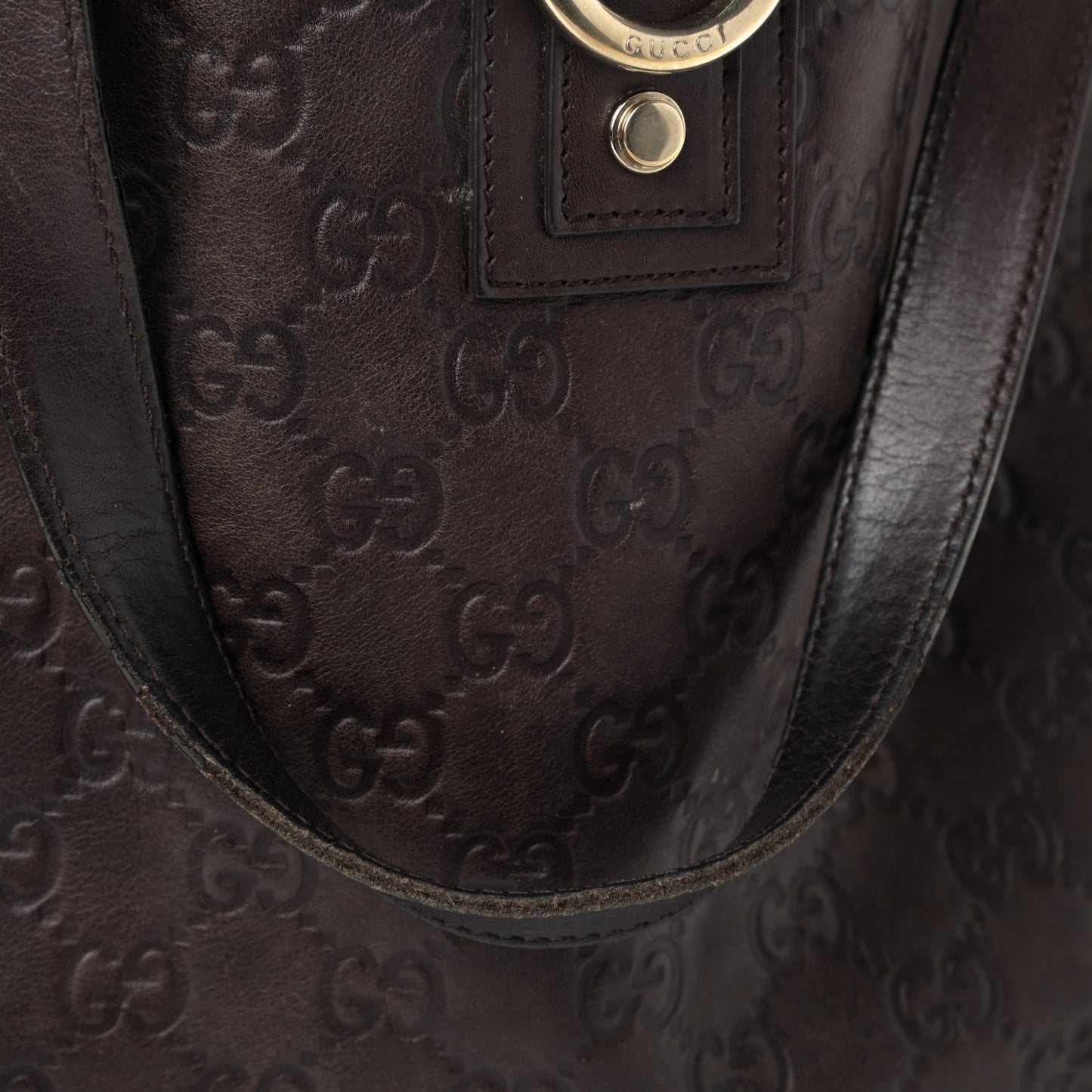 Guccissima Large Abbey Tote Dark Brown