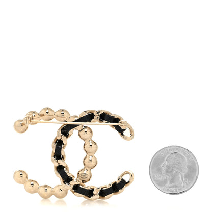 Chanel Lambskin Pearl CC Chain Brooch Black Gold 2 of 3