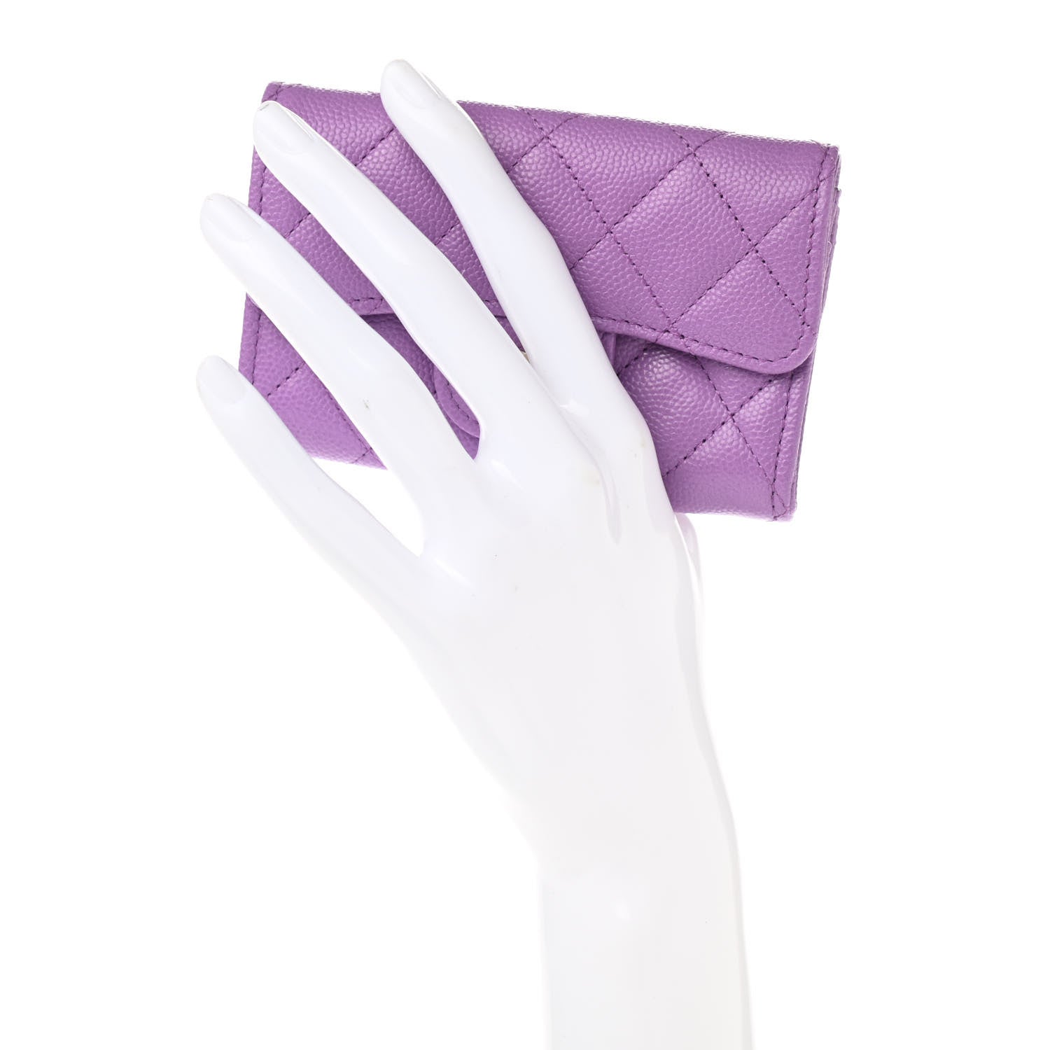 Chanel Caviar Quilted Flap Card Holder Wallet Purple 2 of 9