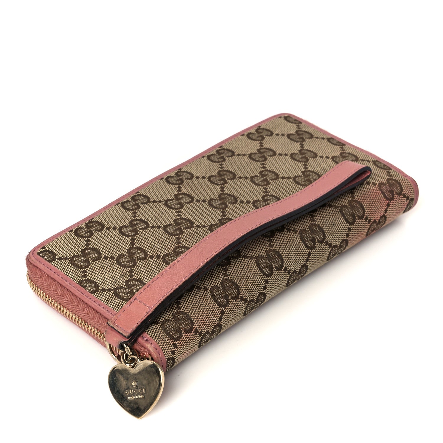 Gucci Monogram Heart Zip Around Wallet Wristlet Beige Pink 4 of 8