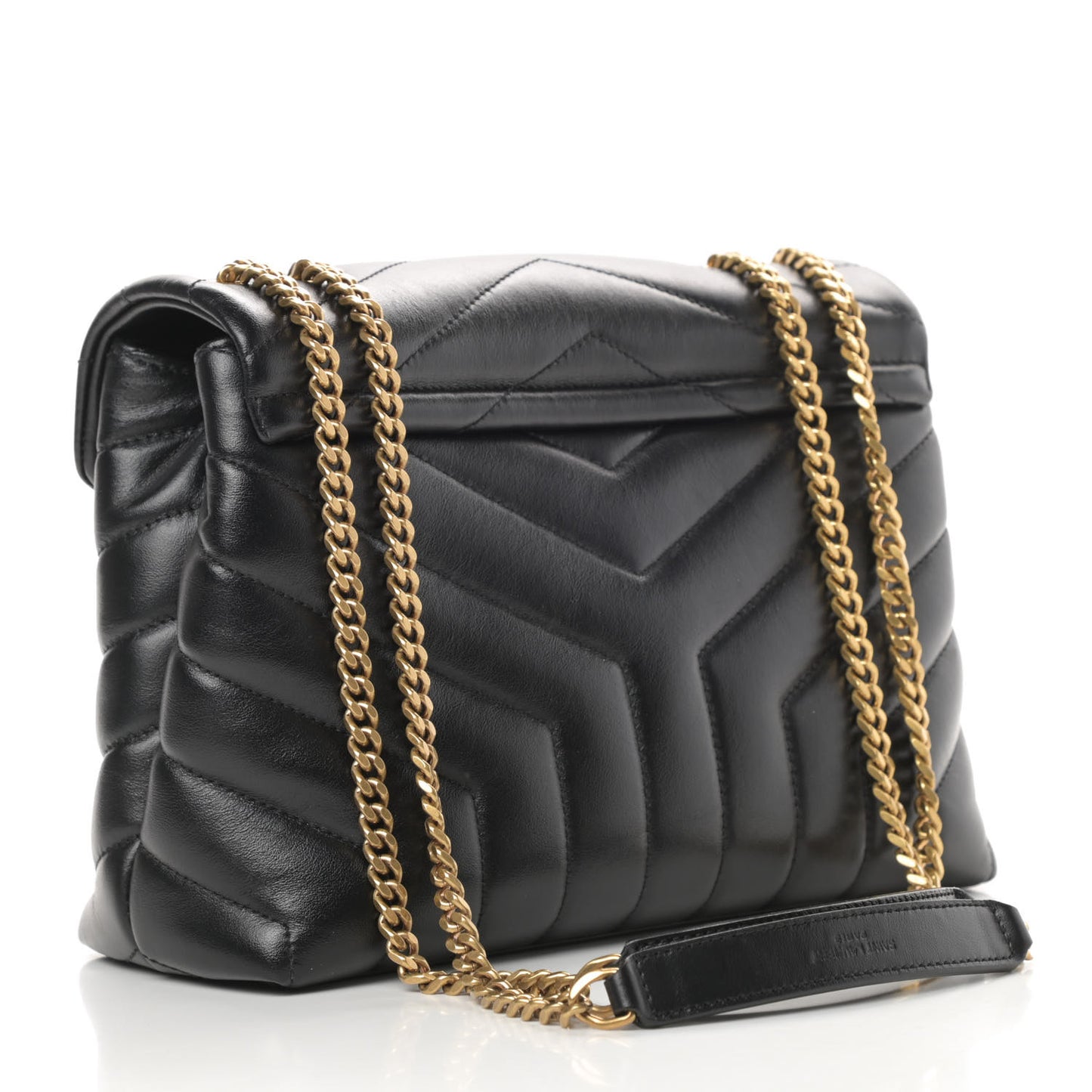 Calfskin Y Quilted Monogram Small Loulou Chain Satchel Black