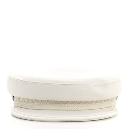 Hermes Double Linen Twill Cabourg Cap 58 White 6 of 8