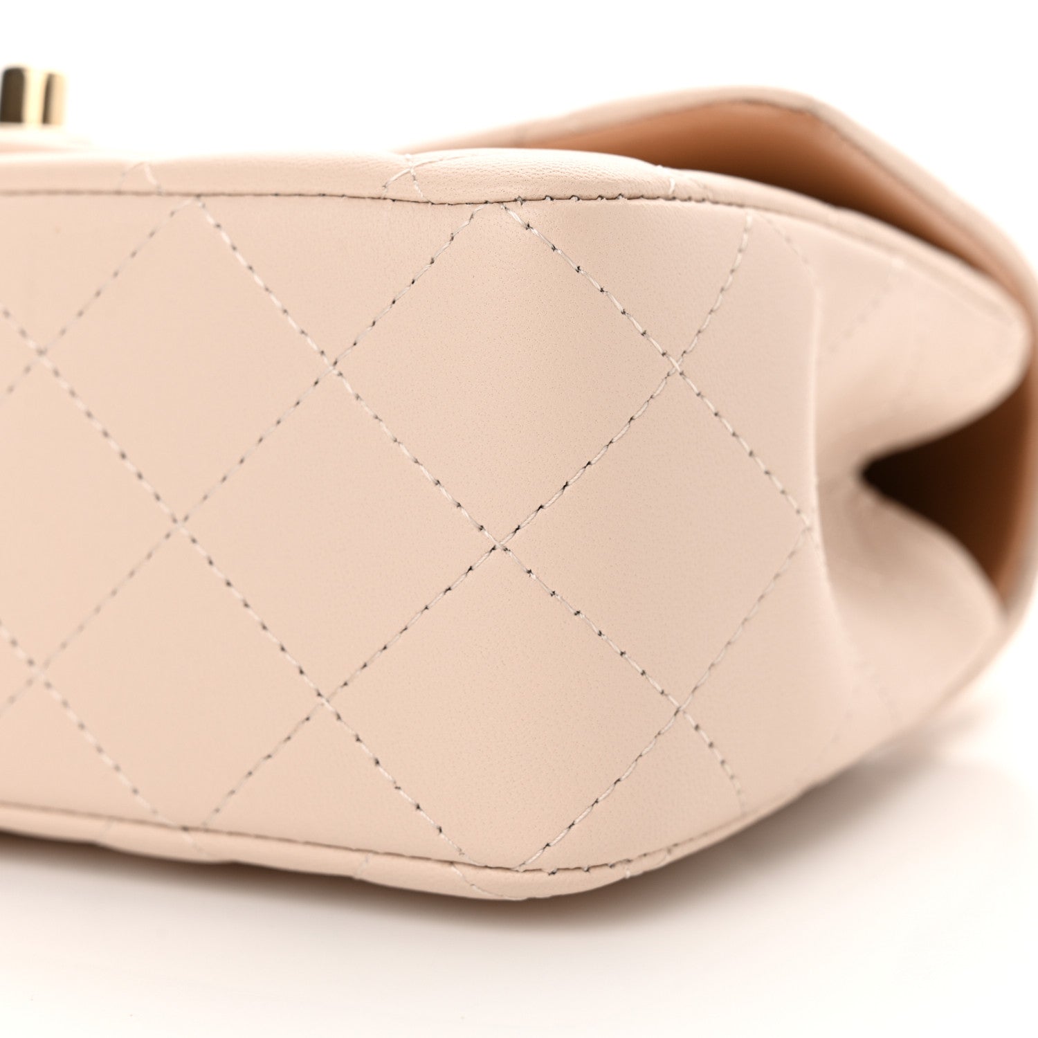 Chanel Lambskin Quilted Bi-Color Mini Top Handle Rectangular Flap Ecru Dark Beige 10 of 11