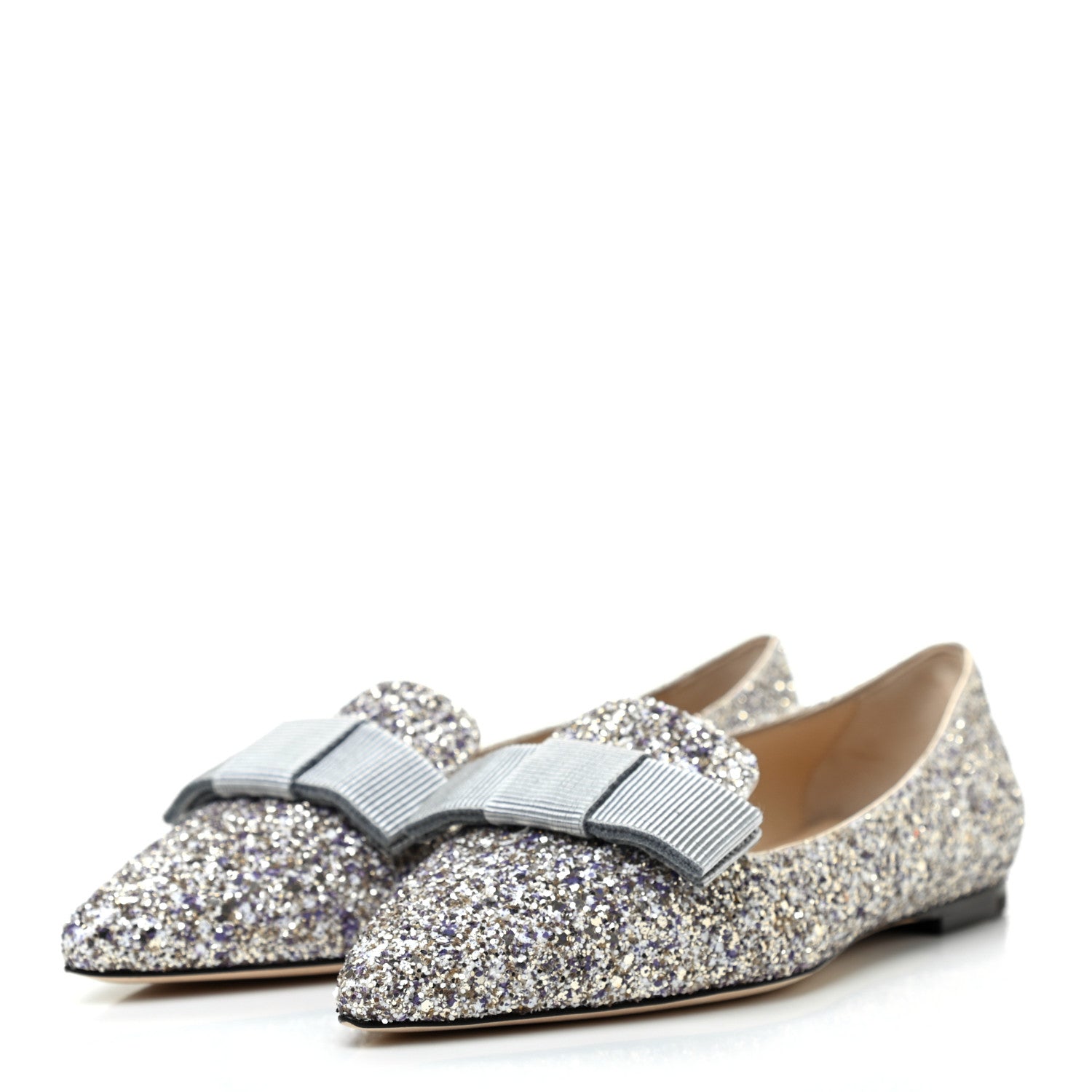 Jimmy Choo Glitter Fabric Gala Viola Flats 35.5 Antique Gold 3 of 7
