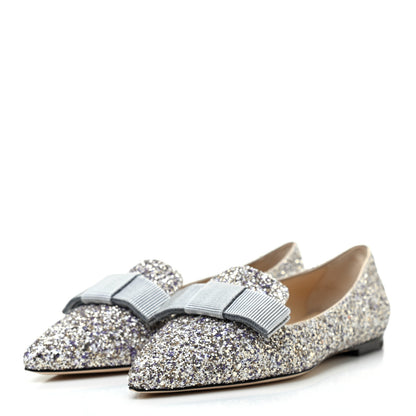 Jimmy Choo Glitter Fabric Gala Viola Flats 35.5 Antique Gold 3 of 7