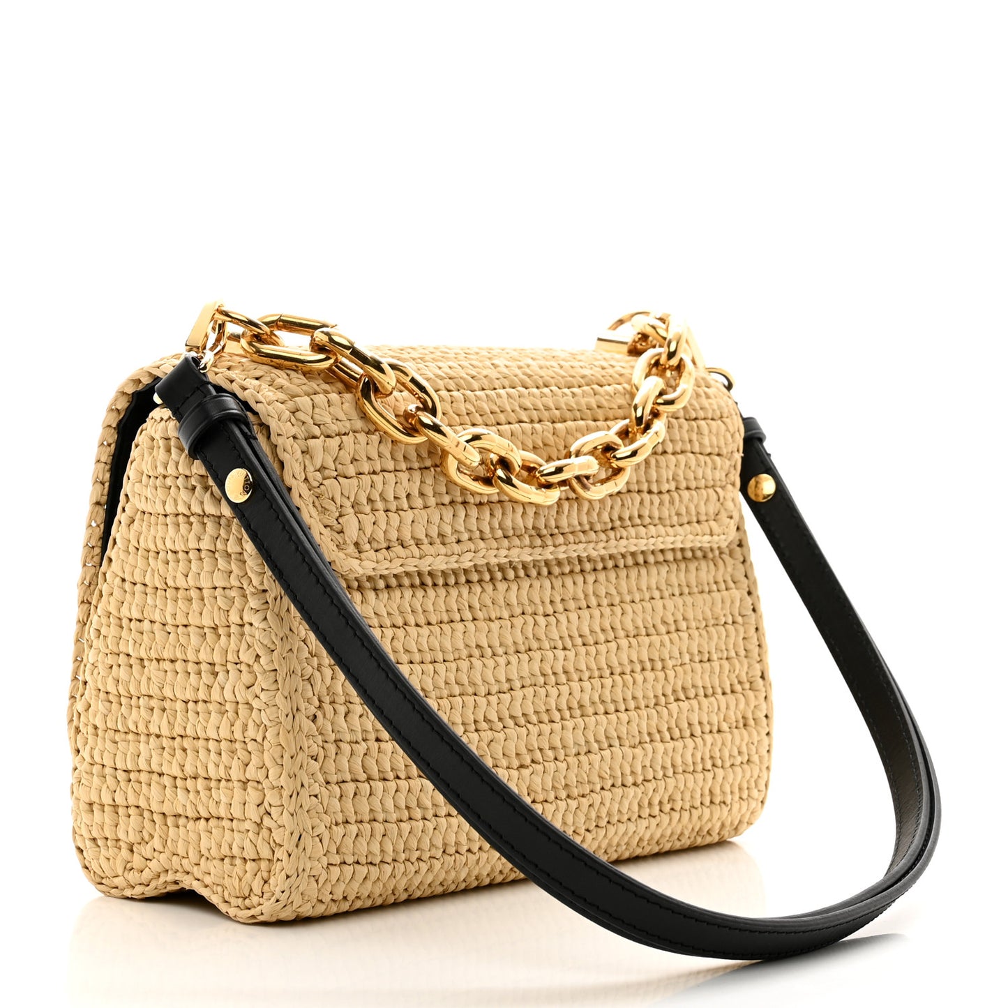 Madgascan Raffia Woven Twist Shoulder Bag MM Natural