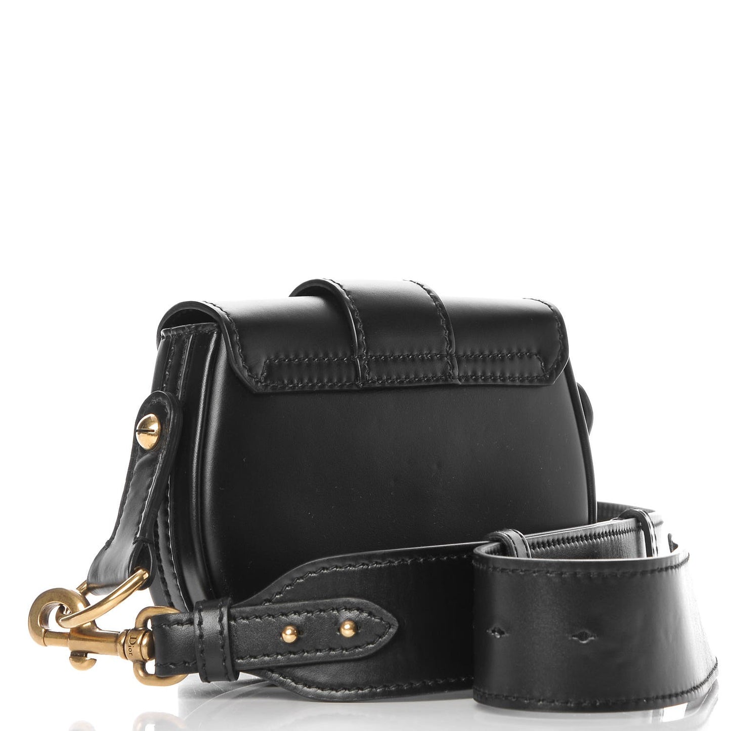 Calfskin Mini D Fence Saddle Bag Black