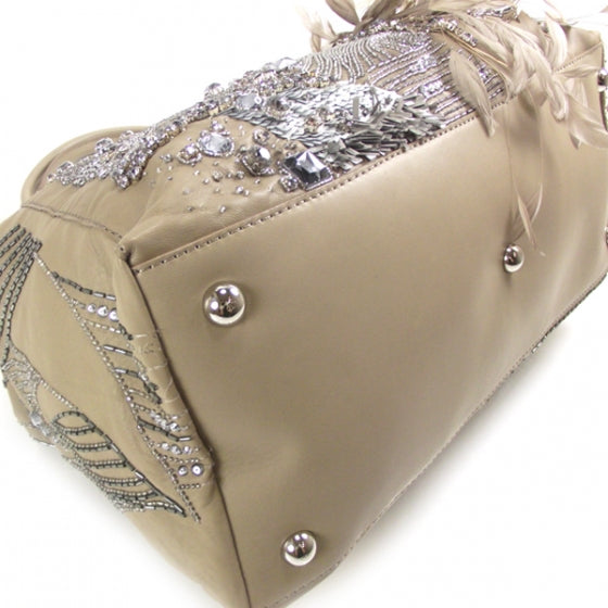 Valentino Garavani Feather Sequin Alice Glam Frame Satchel Beige 5 of 11