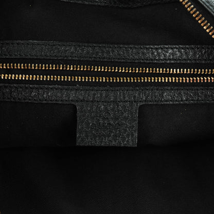 Gucci Pebbled Calfskin Web Bamboo Ring Hobo Black 6 of 7