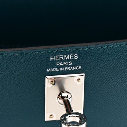 Hermes Madame Calfskin Verso Kelly Sellier 25 Vert Bosphore Vert Fonce 6 of 11