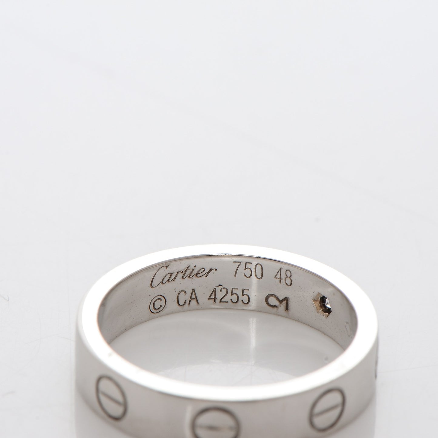 18K White Gold Diamond 4mm LOVE Wedding Band Ring 48 4.5