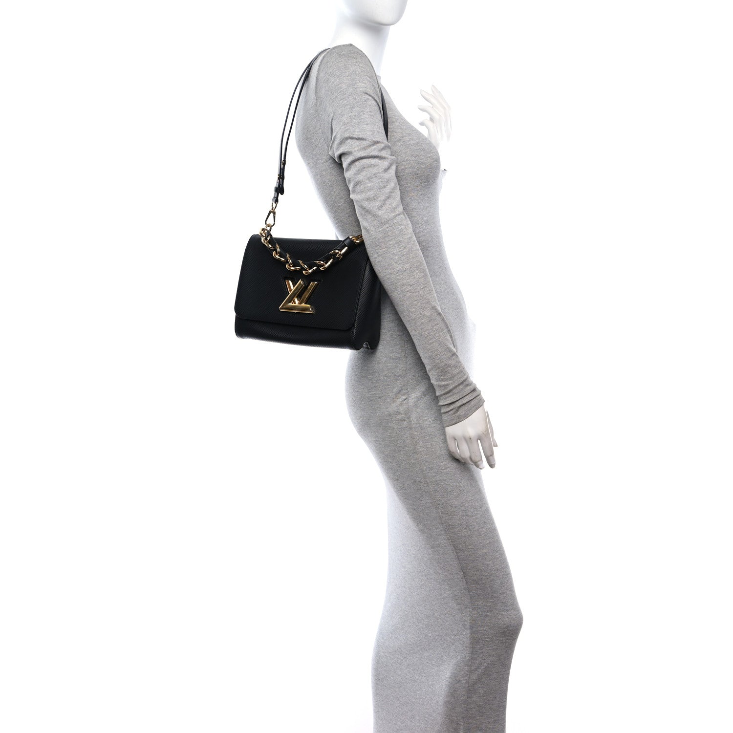 Louis Vuitton Epi Twist Braided Strap Shoulder Bag MM Black 3 of 9