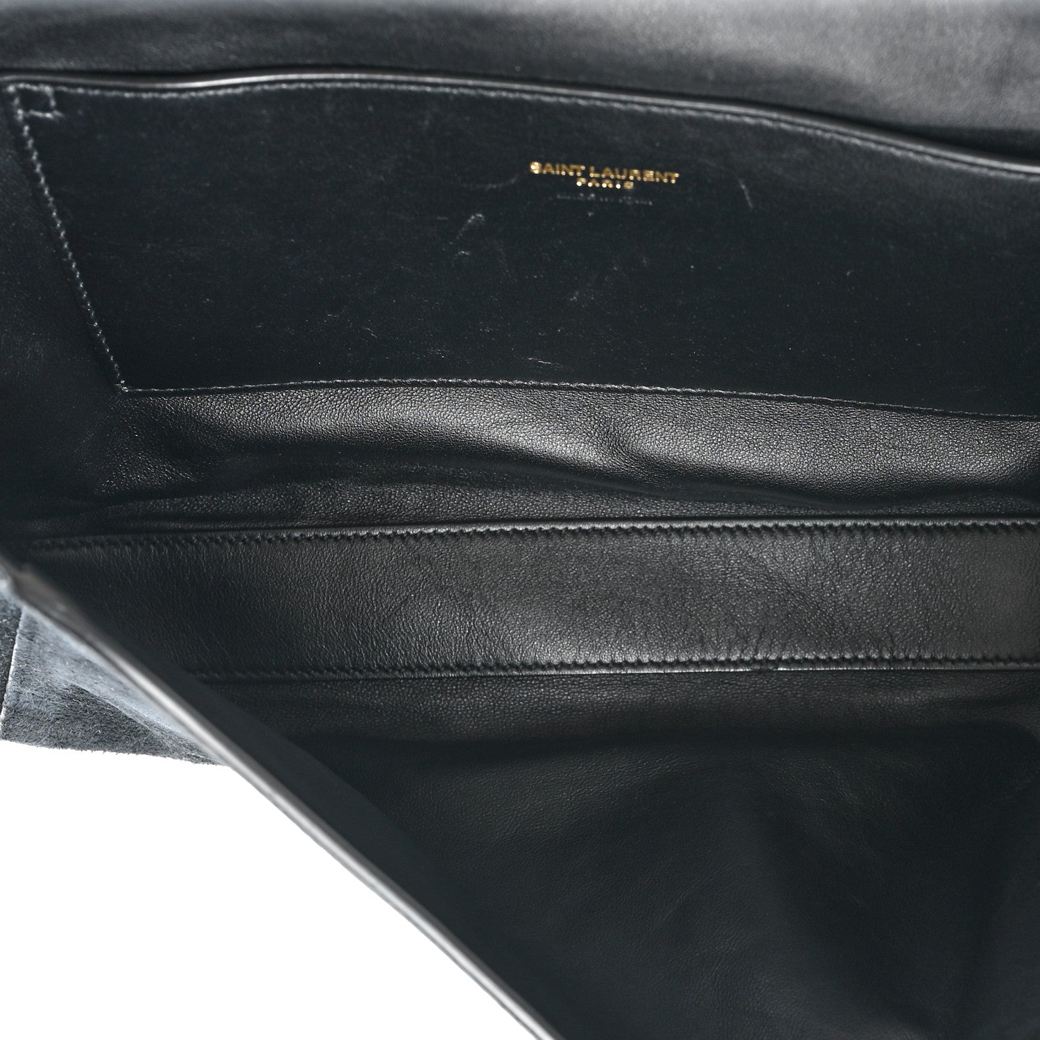 Saint Laurent Smooth Calfskin Suede Medium Reversible Monogram Kate Satchel Black 5 of 11