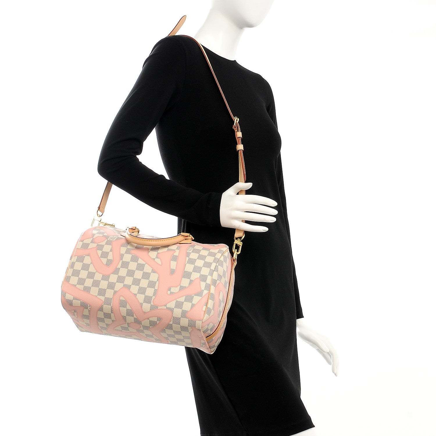 Louis Vuitton Damier Azur Tahitienne Speedy Bandouliere 30 Rose Ballerine 3 of 8