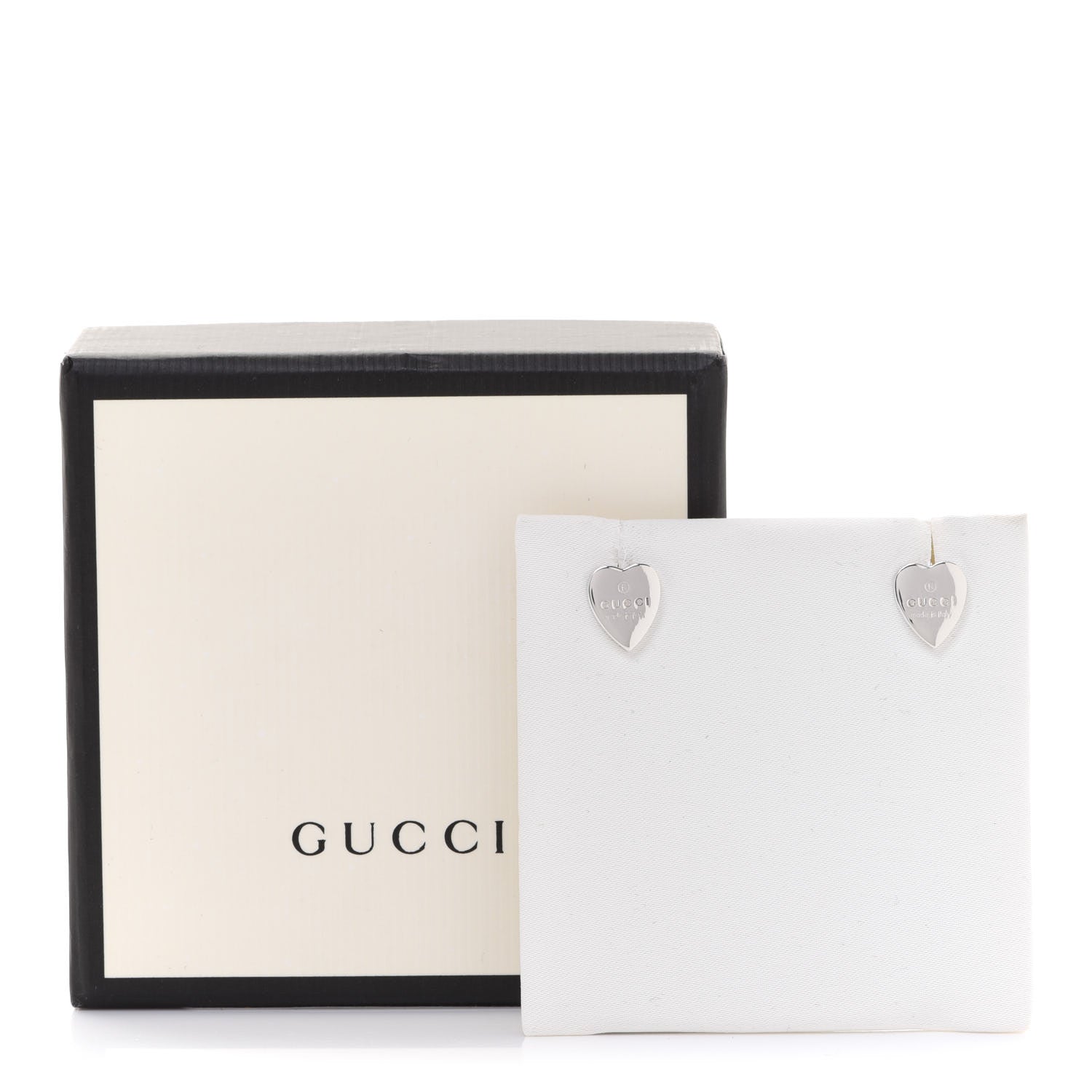 Gucci Sterling Silver Trademark Heart Stud Earrings 5 of 5