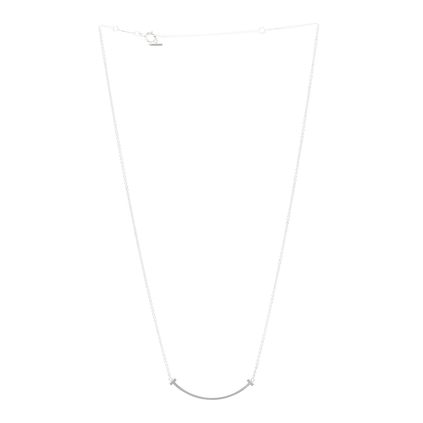 Sterling Silver Small T Smile Pendant Necklace