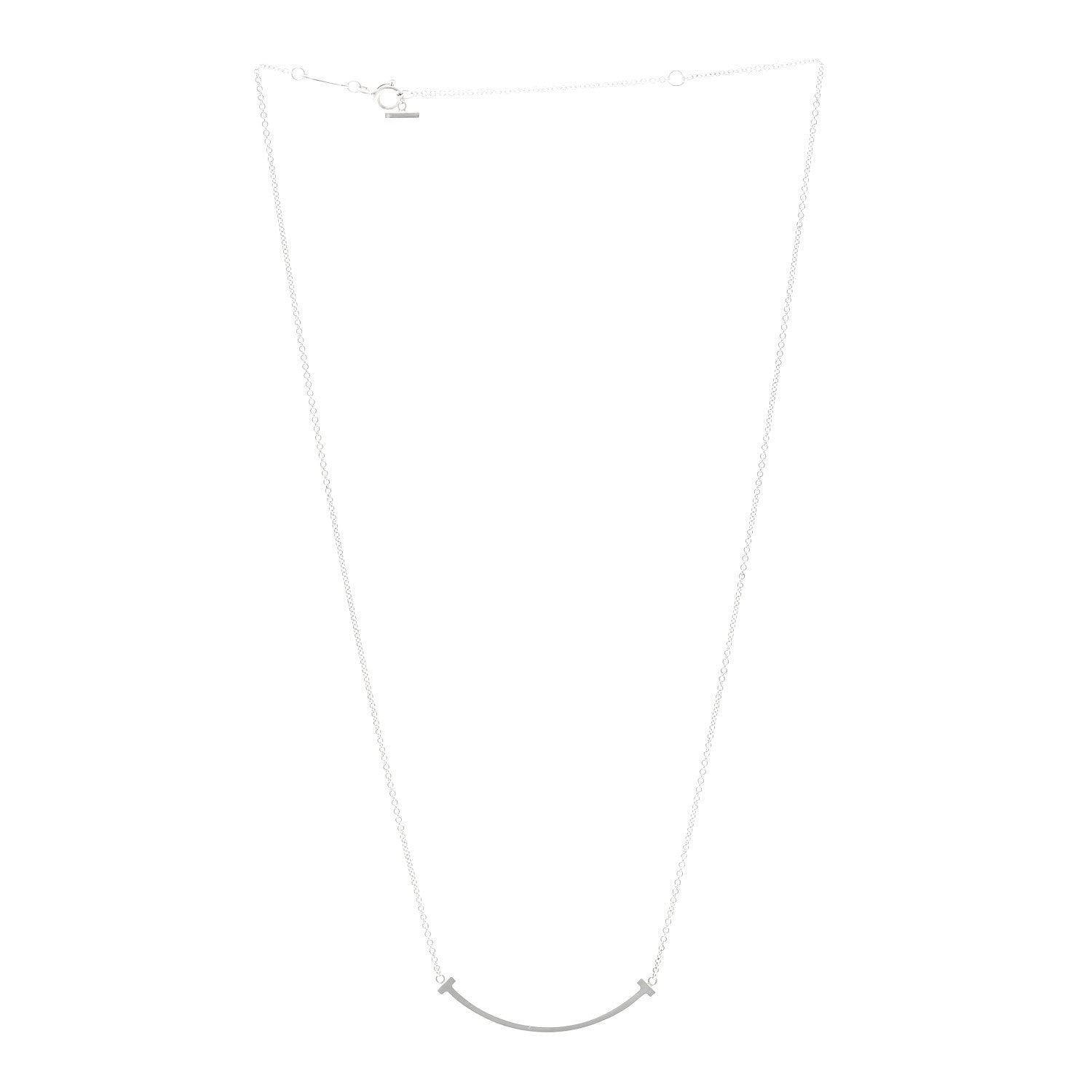 Tiffany Sterling Silver Small T Smile Pendant Necklace 3 of 5