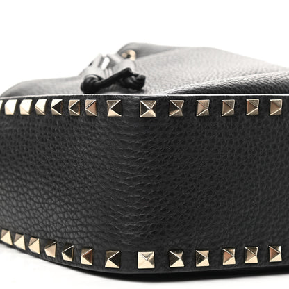 Valentino Garavani Grained Calfskin Rockstud Bucket Bag Black 8 of 9