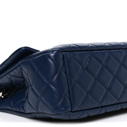 Chanel Metallized Calfskin Quilted XXL Travel Flap Bag Navy 9 of 10