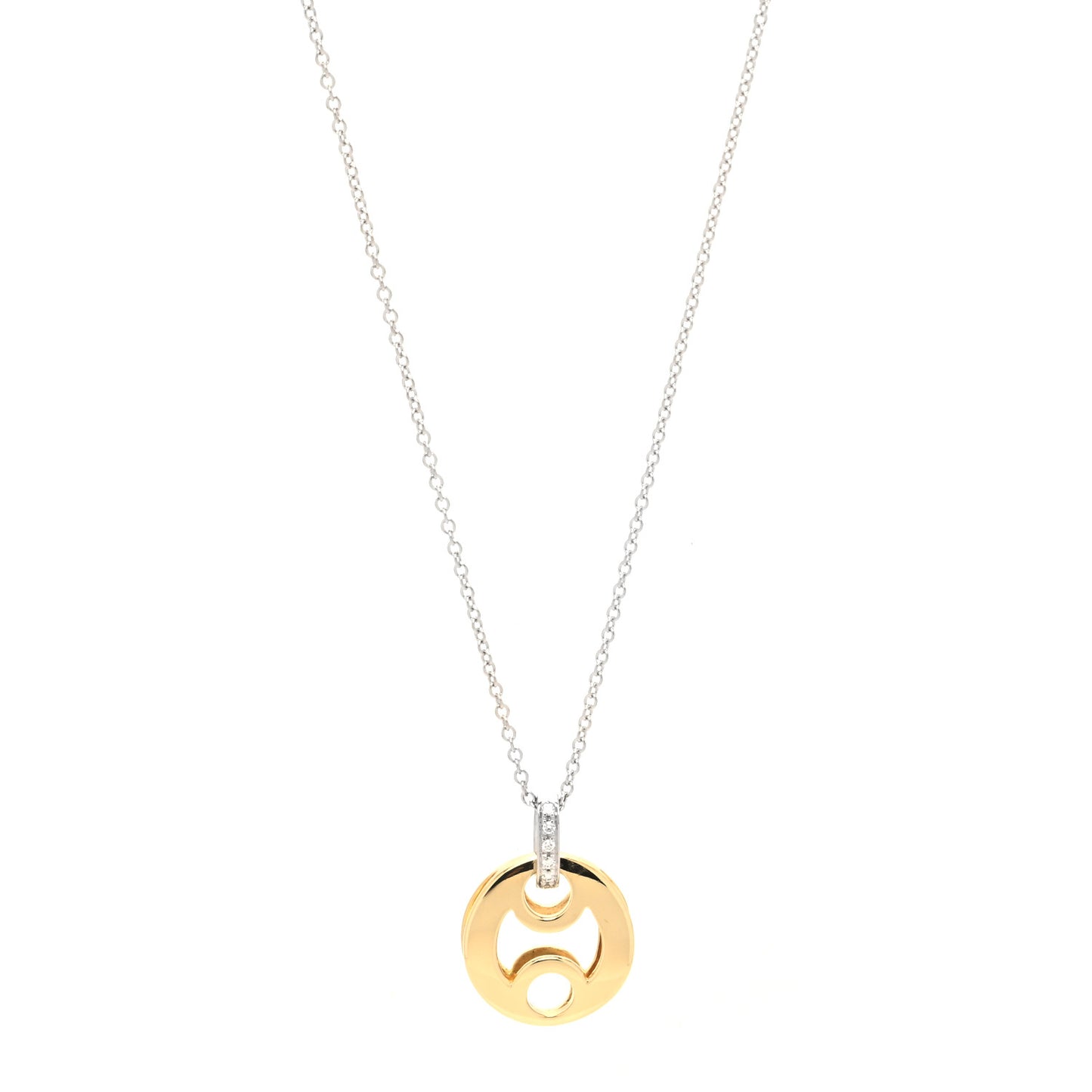 18K Yellow White Gold Diamond Cutout Pendant Necklace